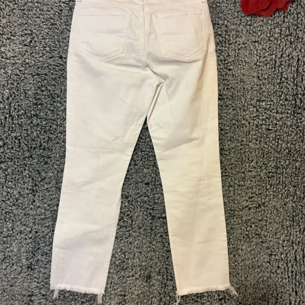 J. Crew Women's Boyfriend Jeans Size 25 White Raw Hem Denim